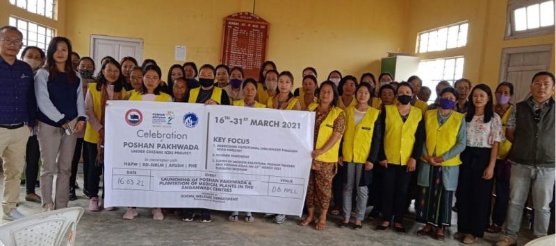 Celebration of Poshan Pakhwada 2021 and launching of Poshan Pakhwada was held at DB Hall, Chizami Subdivision on March 16. SDO(C) Vekuto Vero and Action Plan Committee, Chairman Poshan Pakhwada, Chizami reiterated that the flagship programme Poshan Pakhwada is for improving the nutritional status of citizens. The programme helps children, adolescents, pregnant women and lactating mothers about their diet through leveraging technology, awareness sessions and convergence. Block Co-ordinator, Rhipe-u Thele gave a highlight on Poshan Pakhwada. The programme was chaired by Block Project Assistant, Thejongolu Kezo. (DIPR Photo)